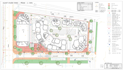 Plano de los edificios de la zona con dibujo de los servicios propuestos