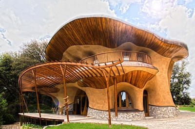 La estructura principal del edificio está formada por estructuras de madera